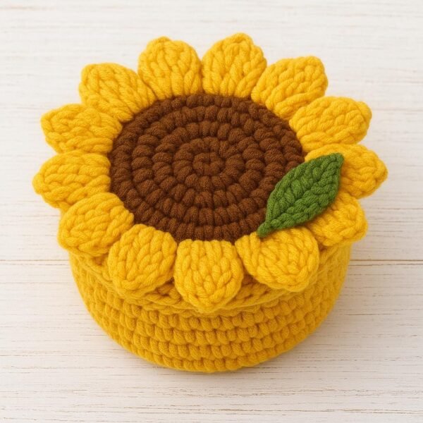 Sunflower Coaster Crochet Pattern | Basket, Lid, Trivet (PDF)