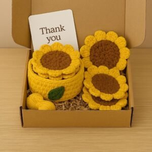 Sunflower Coaster Crochet Pattern | Basket, Lid, Trivet (PDF)