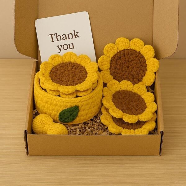 il_fullxfull.7199978360_pbop.jpg Sunflower Coaster Crochet Pattern | Basket, Lid, Trivet (PDF)