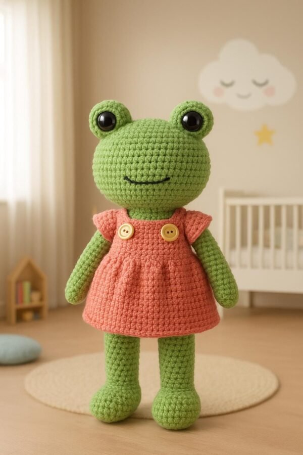 il_fullxfull.7200364889_a8ve.jpg Crochet Frog Doll Pattern | Amigurumi in Dress PDF Tutorial Digital Download