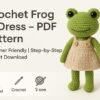 il_fullxfull.7200365687_nd5i.jpg Crochet Frog Doll Pattern | Amigurumi in Dress PDF Tutorial Digital Download