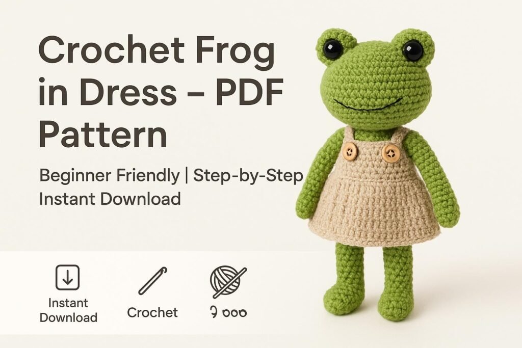 Crochet Frog Doll Pattern | Amigurumi in Dress PDF Tutorial Digital Download