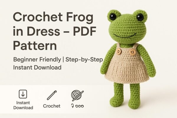 Crochet Frog Doll Pattern | Amigurumi in Dress PDF Tutorial Digital Download