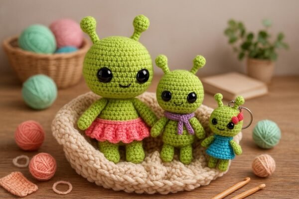 il_fullxfull.7203131610_sdlk.jpg Alien Crochet Pattern Bundle, Amigurumi Plushie, Keychain Toy (PDF Download)
