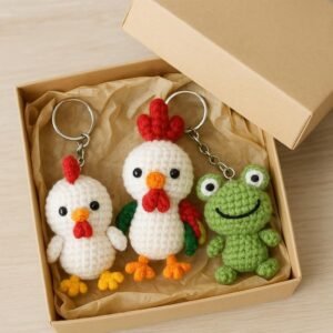 Farm Animal Crochet Pattern PDF | Amigurumi Keychains Chicken, Rooster & Frog