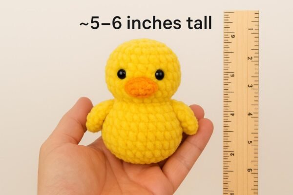 No-Sew Crochet Duck Plush Pattern, Chunky Chenille Amigurumi PDF Digital File, Farm Animal Toy,