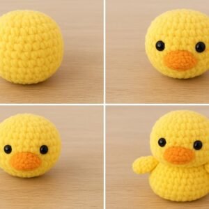 No-Sew Crochet Duck Plush Pattern, Chunky Chenille Amigurumi PDF Digital File, Farm Animal Toy,