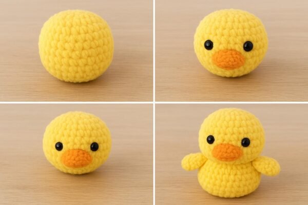 No-Sew Crochet Duck Plush Pattern, Chunky Chenille Amigurumi PDF Digital File, Farm Animal Toy,