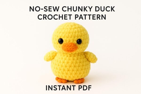 No-Sew Crochet Duck Plush Pattern, Chunky Chenille Amigurumi PDF Digital File, Farm Animal Toy,