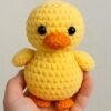 No-Sew Crochet Duck Plush Pattern, Chunky Chenille Amigurumi PDF Digital File, Farm Animal Toy,
