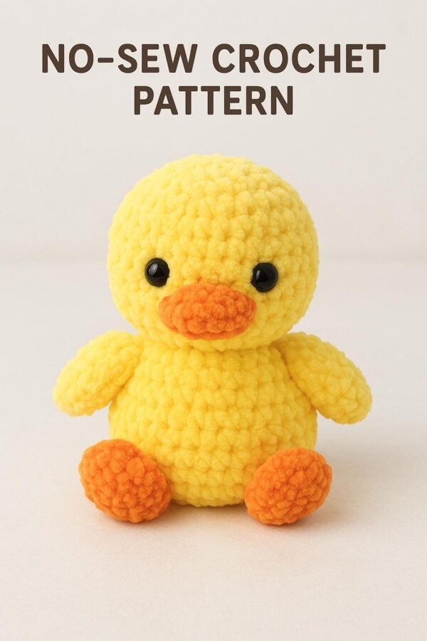 No-Sew Crochet Duck Plush Pattern, Chunky Chenille Amigurumi PDF Digital File, Farm Animal Toy,