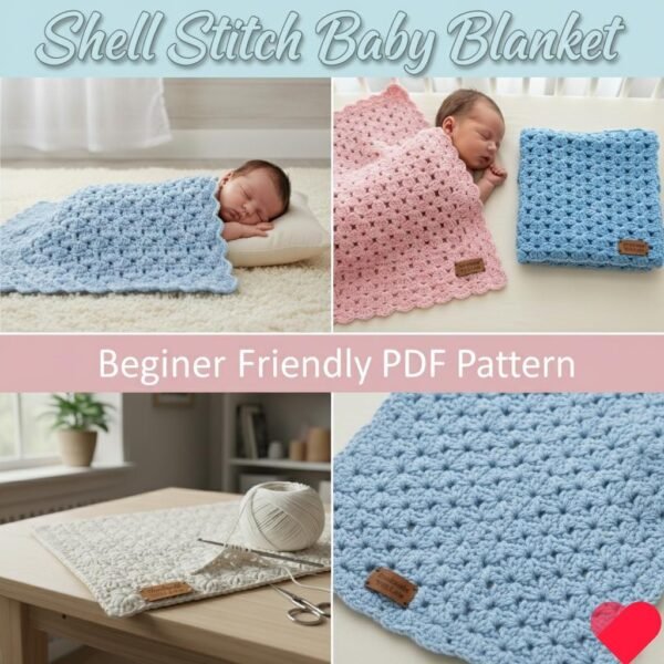 Easy Shell Stitch Crochet Baby Blanket Pattern: Beginner PDF (Digital Download