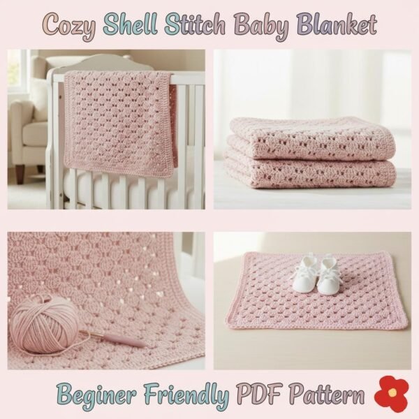 il_fullxfull.7211522404_7w5y.jpg Cozy Shell Stitch Baby Blanket Crochet Pattern PDF | Beginner Friendly Striped or Solid Tutorial