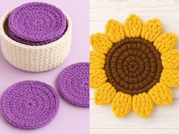 Sunflower Coaster Holder Basket Crochet Pattern Bundle (Digital Download)