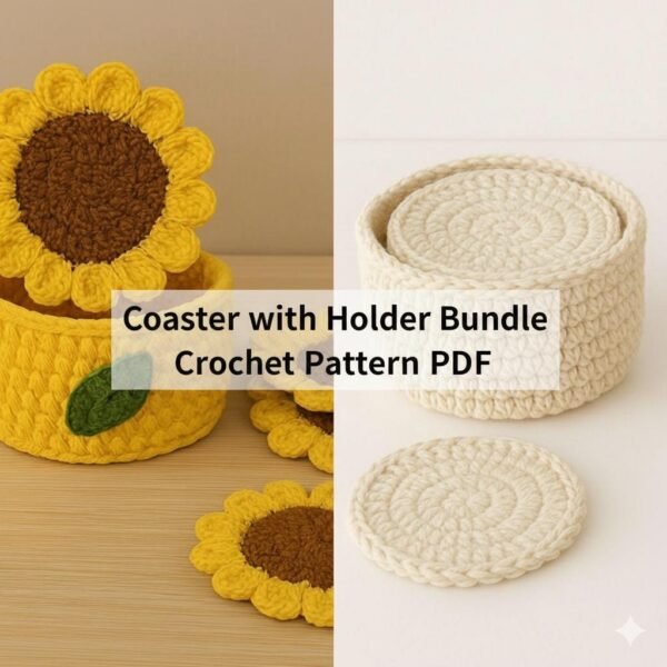 Sunflower Coaster Holder Basket Crochet Pattern Bundle (Digital Download)