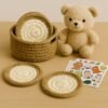 Crochet Coaster Pattern PDF, Round Coasters & Basket Holder, Beginner Crochet Pattern, Modern Home Decor
