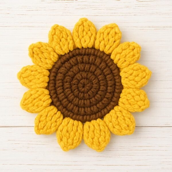 Sunflower Coaster Crochet Pattern | Basket, Lid, Trivet (PDF)
