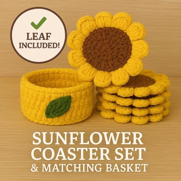 Sunflower Coaster Crochet Pattern | Basket, Lid, Trivet (PDF)