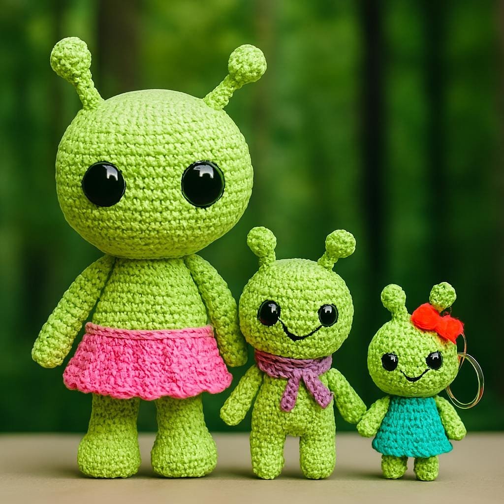Alien Crochet Pattern Bundle, Amigurumi Plushie, Keychain Toy (PDF Download)