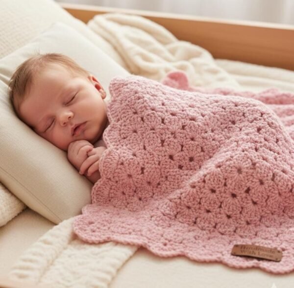 Easy Baby Blanket Crochet Pattern PDF, Shell Stitch Beginner Friendly Tutorial, Quick Digital Download