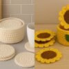 Sunflower Coaster Holder Basket Crochet Pattern Bundle (Digital Download)