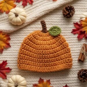 Baby Pumpkin Hat Crochet Pattern, Newborn to Child Sizes, Fall Beanie (PDF Download)