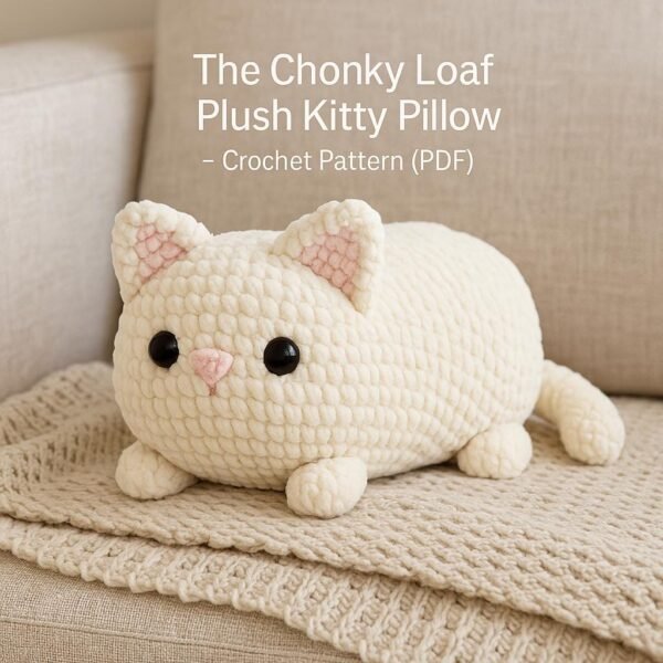 il_fullxfull.7282213170_njaw.jpg Crochet Pillow Pattern Bundle | Chonky Loaf Cat Plush + Chunky Cushion Cover | PDF Patterns