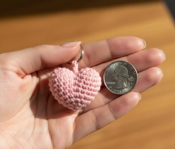 Heart Crochet Keychain Pattern PDF, Beginner Amigurumi Tutorial, Small Stuffed Plush  Gift
