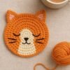 Crochet Cat Coaster Pattern, Beginner Friendly Kitty Mug Rug (PDF Download)