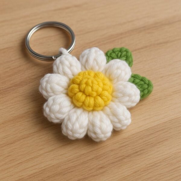 il_fullxfull.7295475856_3lrj.jpg 3D Daisy Keychain Crochet Pattern | Puff Stitch Flower PDF | Easy Crochet Gift Tutorial
