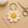 3D Daisy Keychain Crochet Pattern | Puff Stitch Flower PDF | Easy Crochet Gift Tutorial
