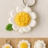 3D Daisy Keychain Crochet Pattern | Puff Stitch Flower PDF | Easy Crochet Gift Tutorial