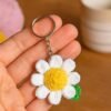 3D Daisy Keychain Crochet Pattern | Puff Stitch Flower PDF | Easy Crochet Gift Tutorial