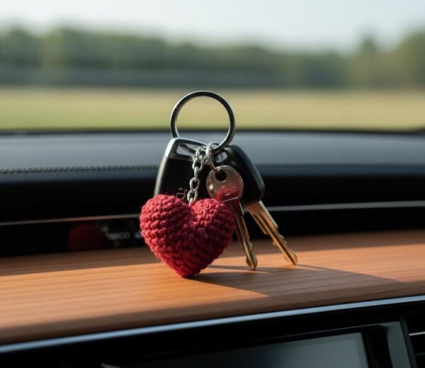 Heart Crochet Keychain Pattern PDF, Beginner Amigurumi Tutorial, Small Stuffed Plush  Gift