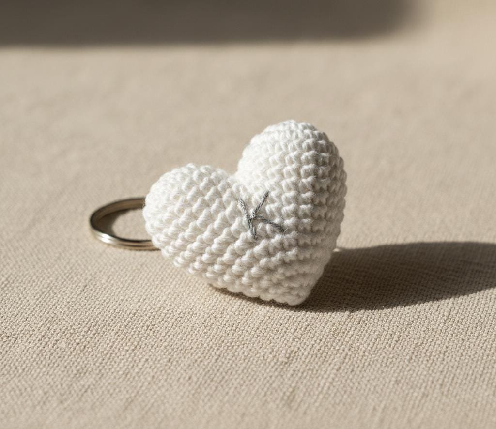 Heart Crochet Keychain Pattern PDF, Beginner Amigurumi Tutorial, Small Stuffed Plush Gift