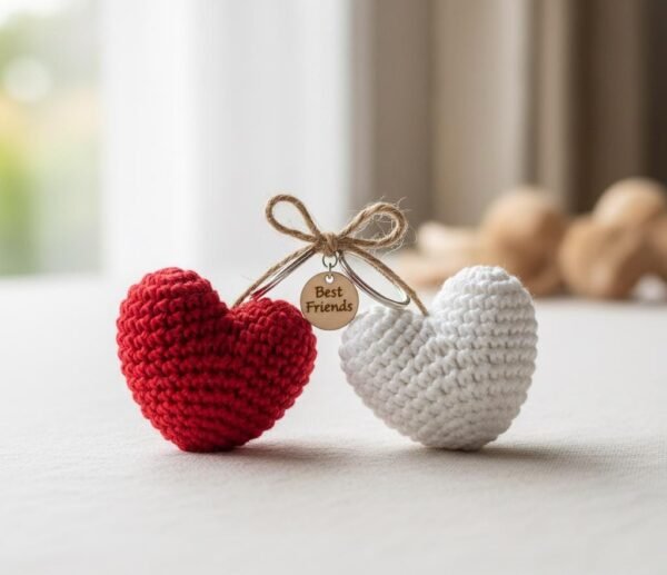 Heart Crochet Keychain Pattern PDF, Beginner Amigurumi Tutorial, Small Stuffed Plush  Gift