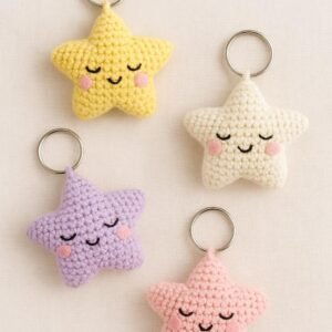 Sleepy Star Crochet Keychain Pattern, Amigurumi Plush Toy (PDF Download)