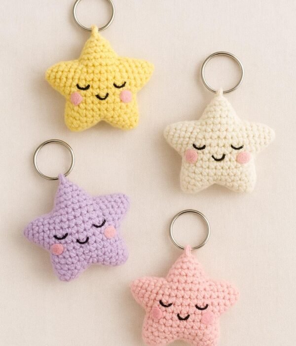 Sleepy Star Crochet Keychain Pattern, Amigurumi Plush Toy (PDF Download)