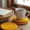 il_fullxfull.7337354957_2nie.jpg Crochet Coaster Pattern with Holder PDF, Flower Coaster Set, Beginner Friendly