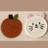 il_fullxfull.7339793164_2fzf.jpg Crochet Coaster Pattern Bundle | 2 Easy PDF Patterns – Cat & Pumpkin Coaster Set