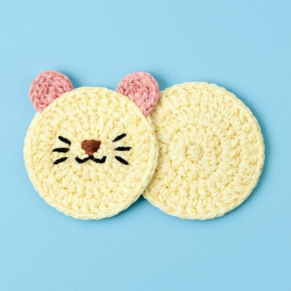 Crochet Cat Coaster Pattern, Beginner Friendly Kitty Mug Rug (PDF Download)