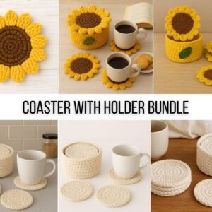 Sunflower Coaster Holder Basket Crochet Pattern Bundle (Digital Download)