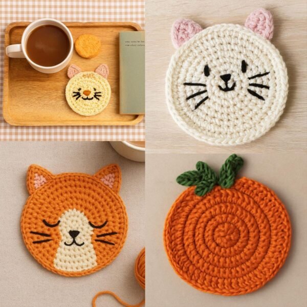 il_fullxfull.7387731803_kxo9.jpg Crochet Coaster Pattern Bundle | 2 Easy PDF Patterns – Cat & Pumpkin Coaster Set