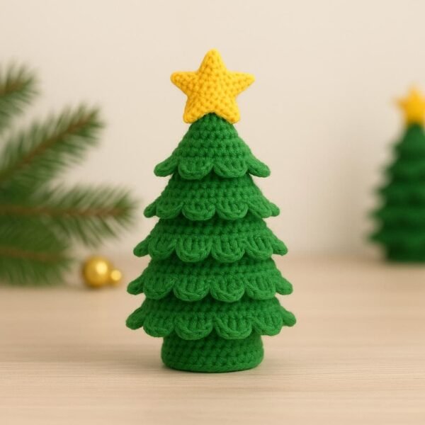 Christmas Cone Pattern PDF • Beginner Holiday Craft • Layered Leaves & Star Topper Tutorial