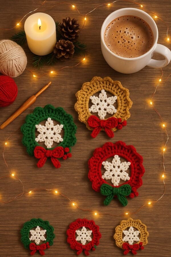 il_fullxfull.7423481903_bnqj.jpg Crochet Christmas Wreath Coaster Pattern | Snowflake Coaster