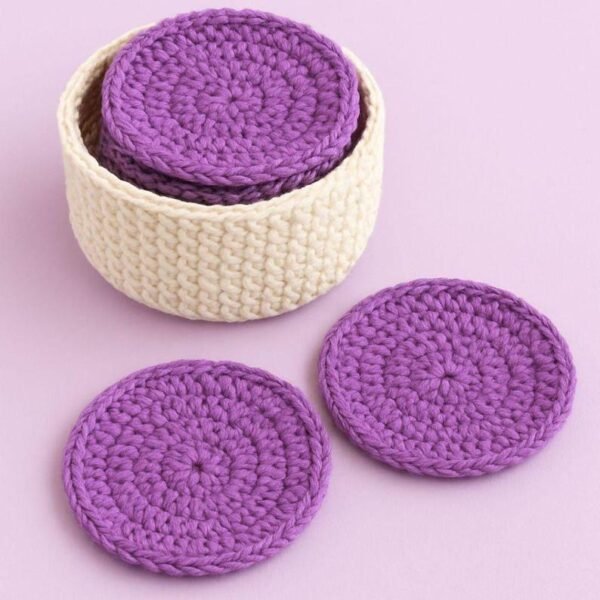 2 Crochet Patterns Bundle | Rounds Coasters with Round Holder + Box Style Holder