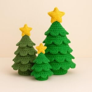 Christmas Cone Pattern PDF • Beginner Holiday Craft • Layered Leaves & Star Topper Tutorial
