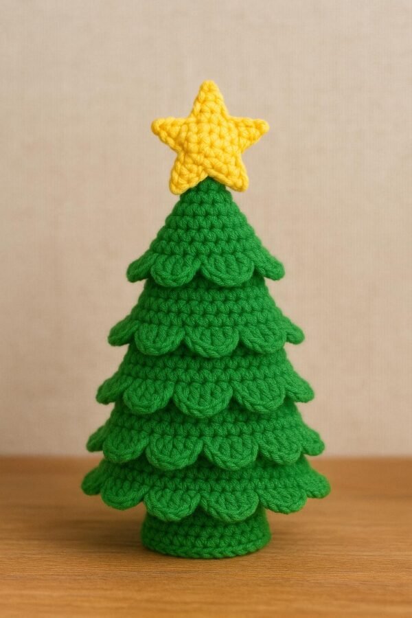 Christmas Cone Pattern PDF • Beginner Holiday Craft • Layered Leaves & Star Topper Tutorial