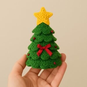 Christmas Cone Pattern PDF • Beginner Holiday Craft • Layered Leaves & Star Topper Tutorial