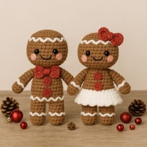 Gingerbread Man & Woman Crochet Pattern | Christmas Amigurumi Ornament | Easy Gingerbread Couple PDF Tutorial